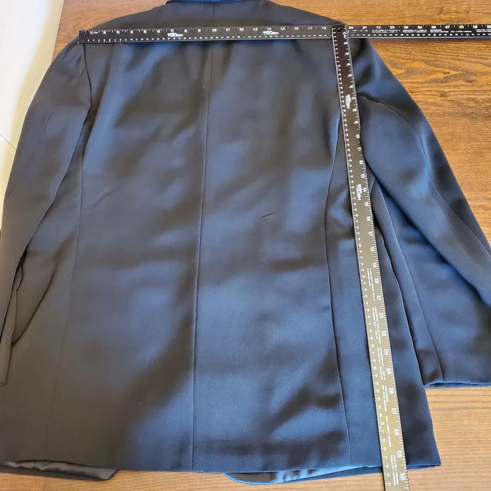 Vittorio St. Angelo Milan Men's Black Tuxedo Blazer Jacket Formal 46R Satin Trim - Picture 8 of 16
